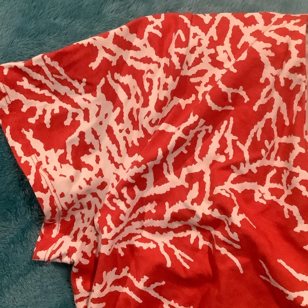 Talbots Coral Summer Women V-Neck crossover front top Size Medium Petite Resale - Picture 4 of 16